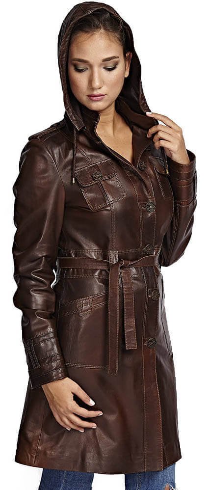 Marcella Brown Leather Coat