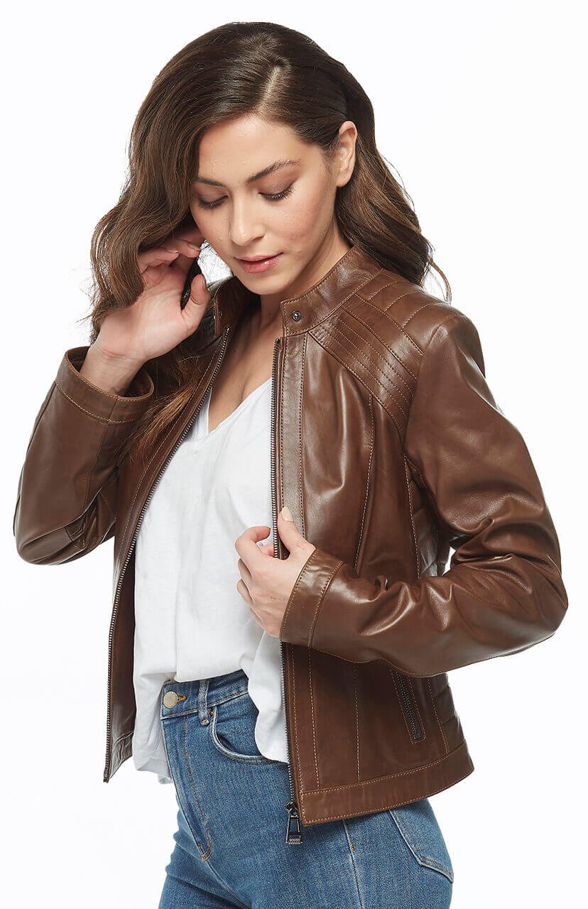 Rosa Women's Leather Coat Brown