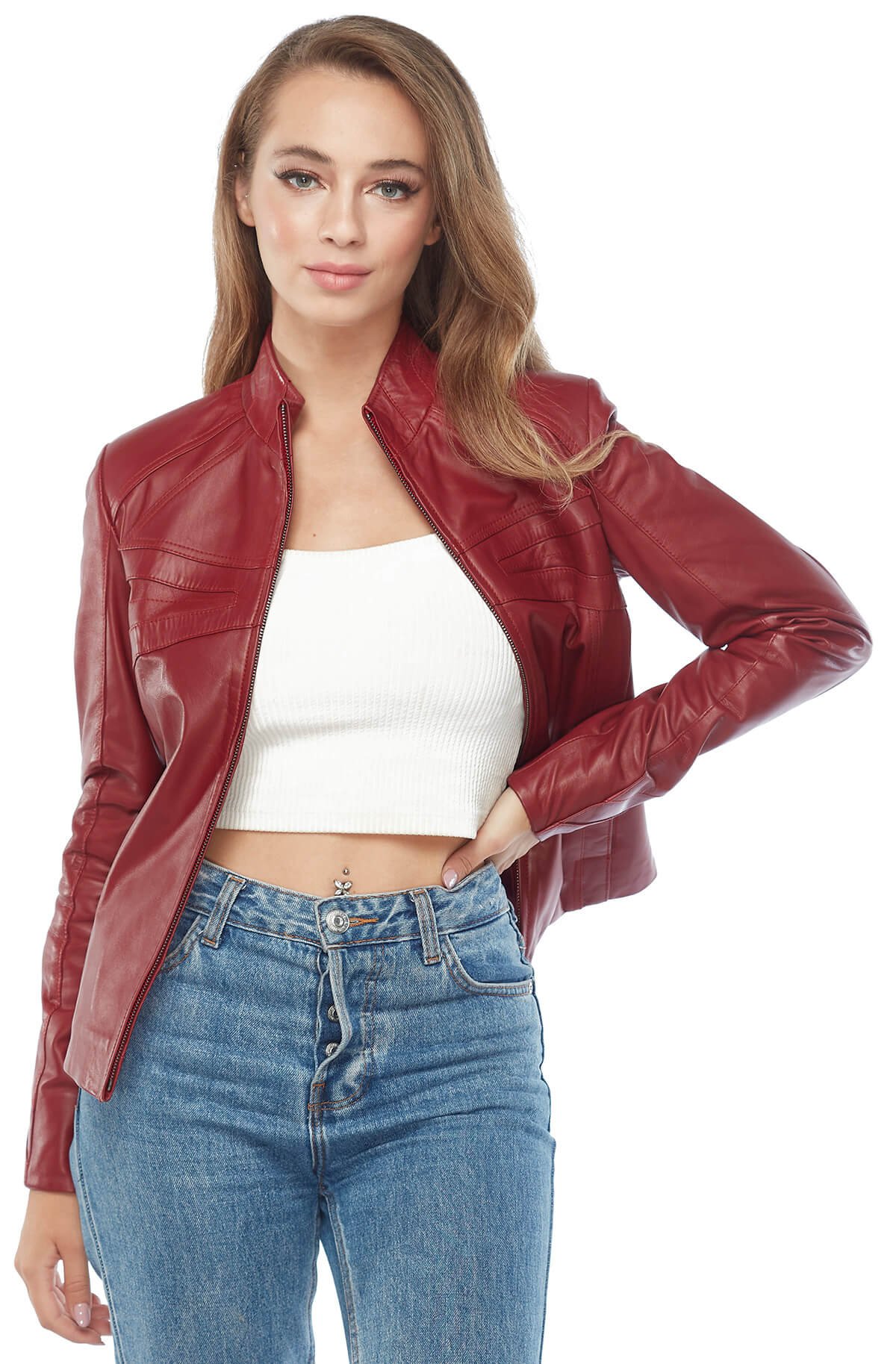 Cinzia Red Leather Jacket