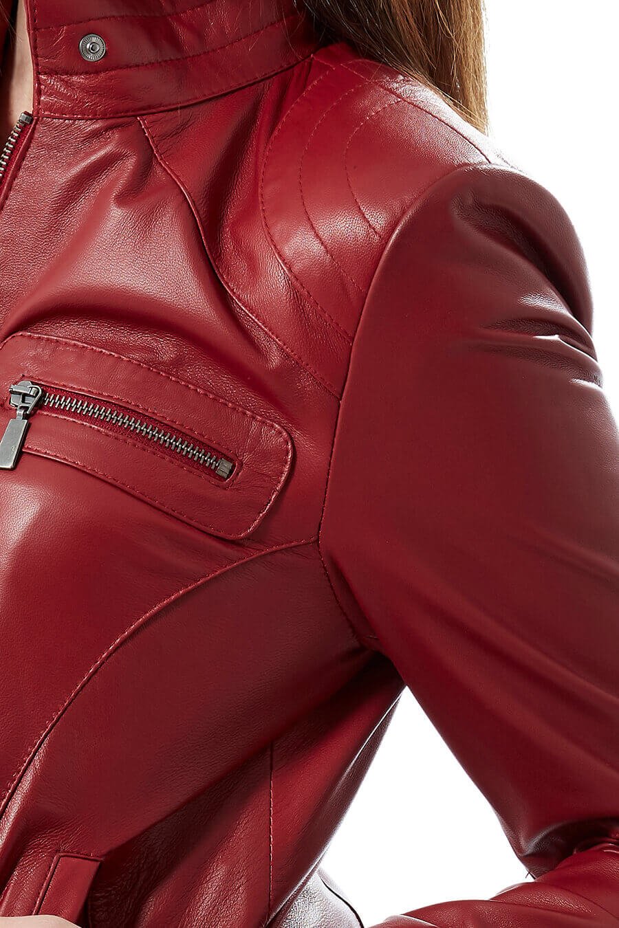 Agnese Red Leather Jacket
