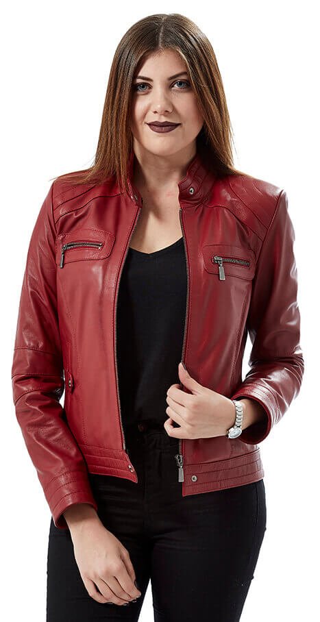 Agnese Red Leather Jacket