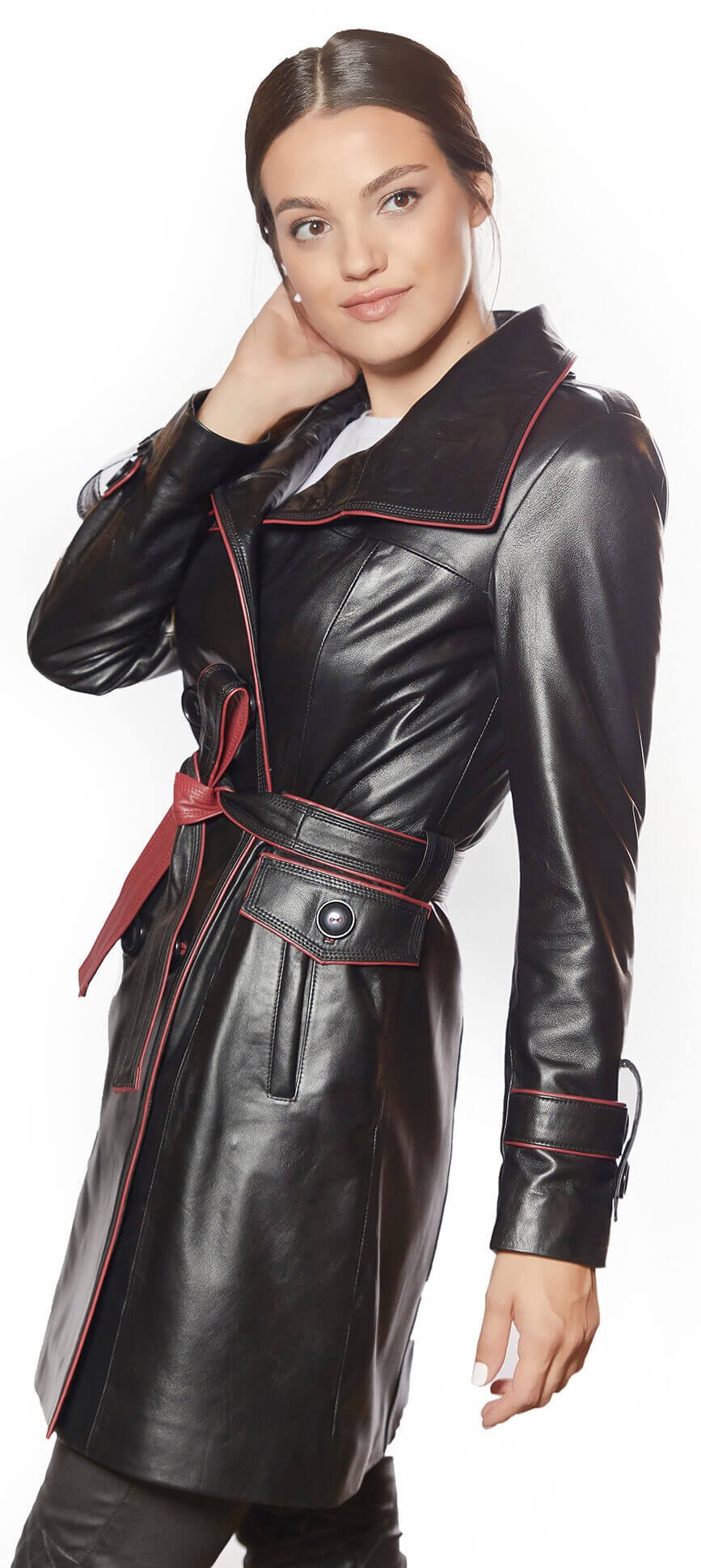 Selena Genuine Leather Coat Black