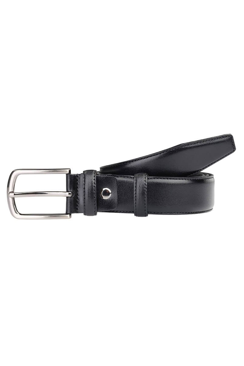 Oversized Black Stitched Men's Leather Belt