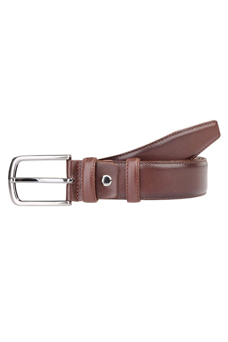 Brown Stitched Men's Leather Belt