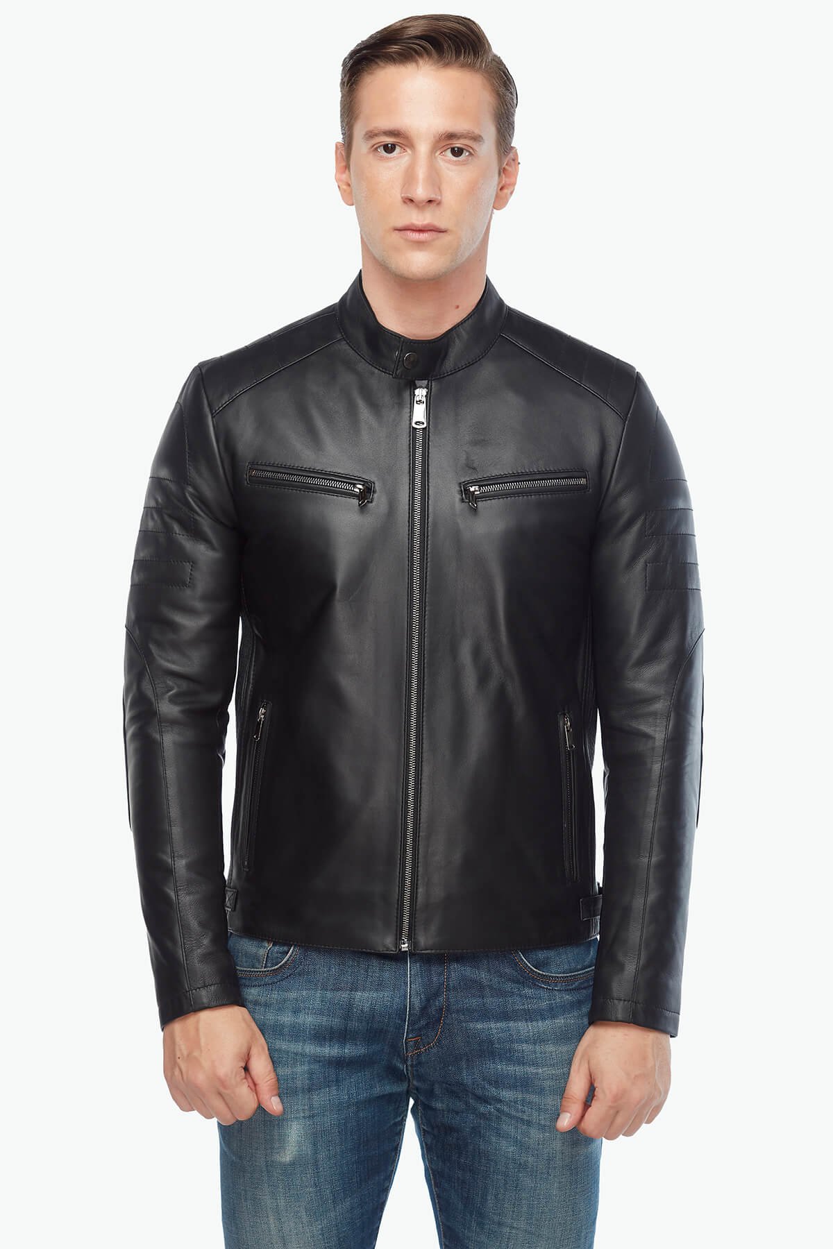 Brando Men's Sport Leather Jacket Black