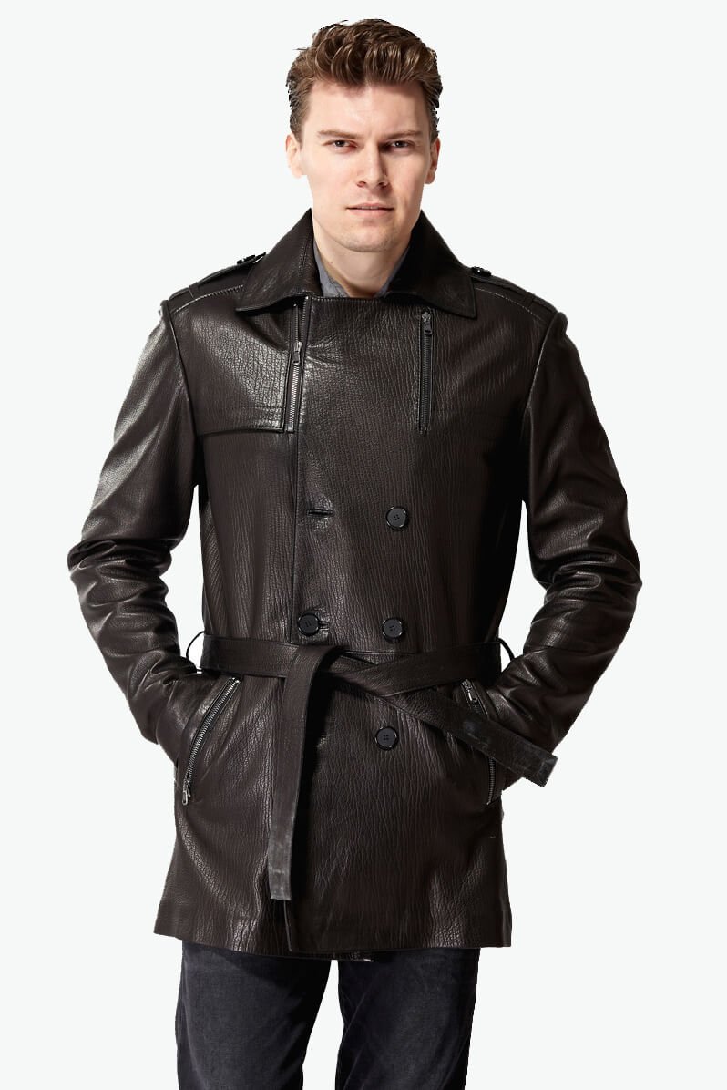 Bonno Men's Leather Coat Brown
