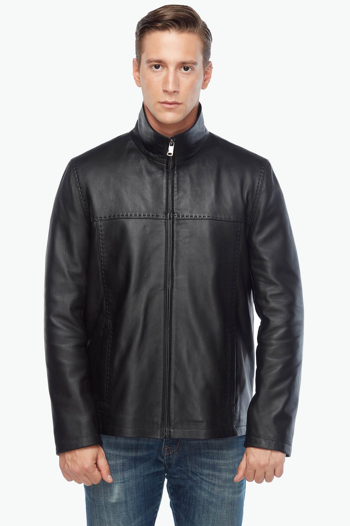 Korpium Men's Black Leather Jacket