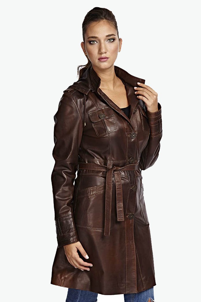 Marcella Brown Leather Coat