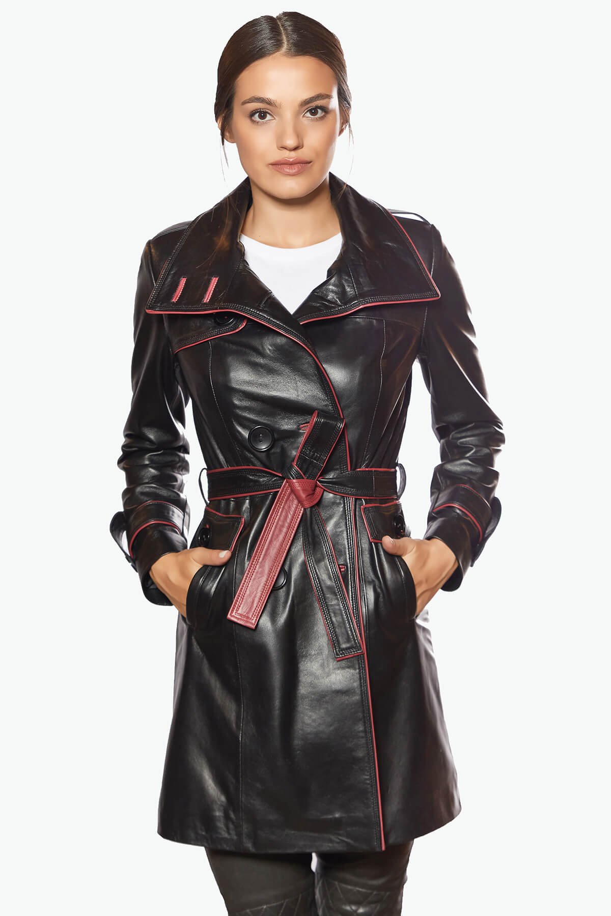 Selena Genuine Leather Coat Black