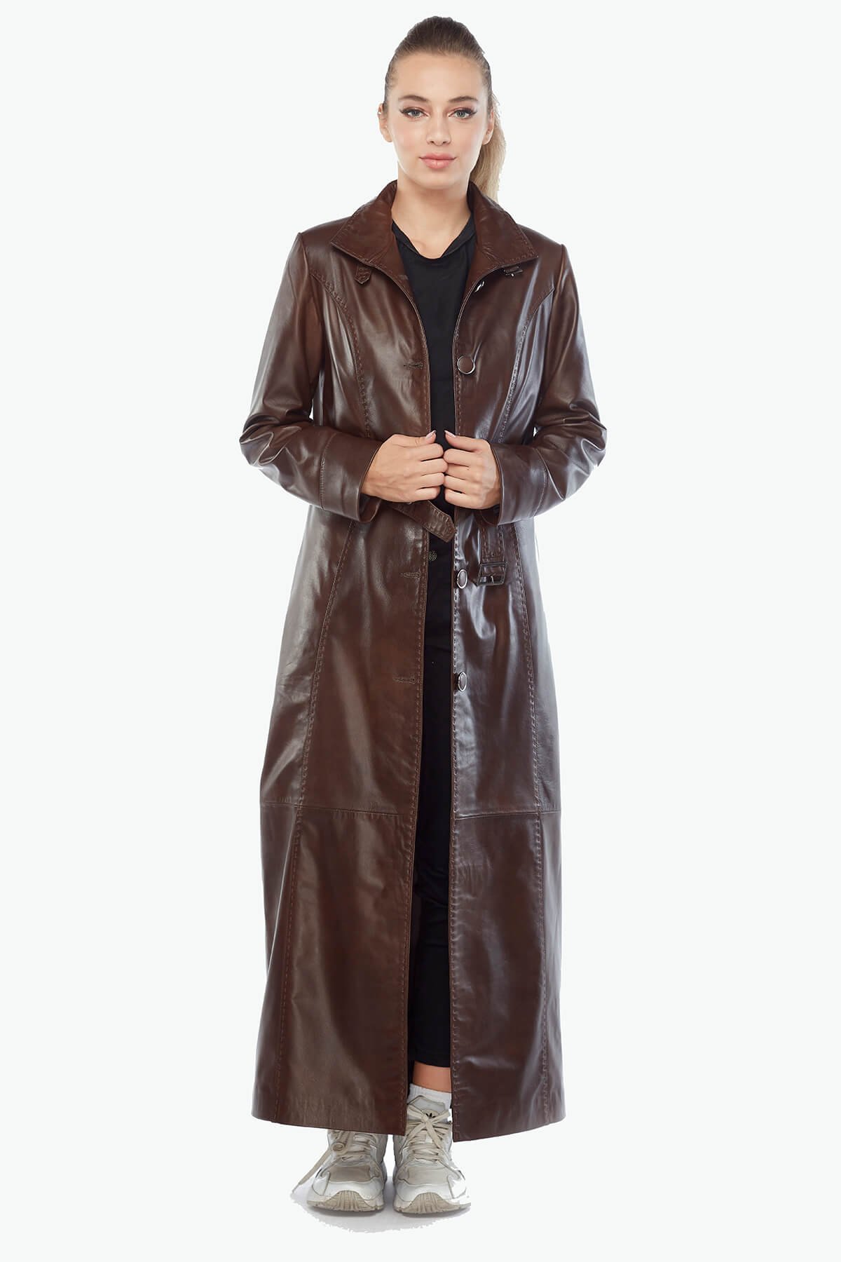 Genuine Leather Women's Topcoat Brown