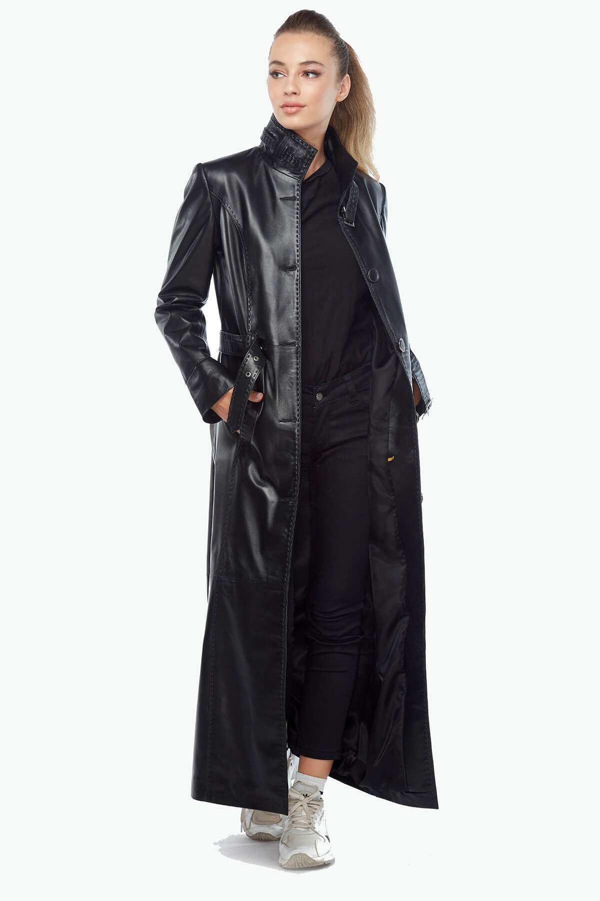 Genuine Leather Women's Topcoat Black