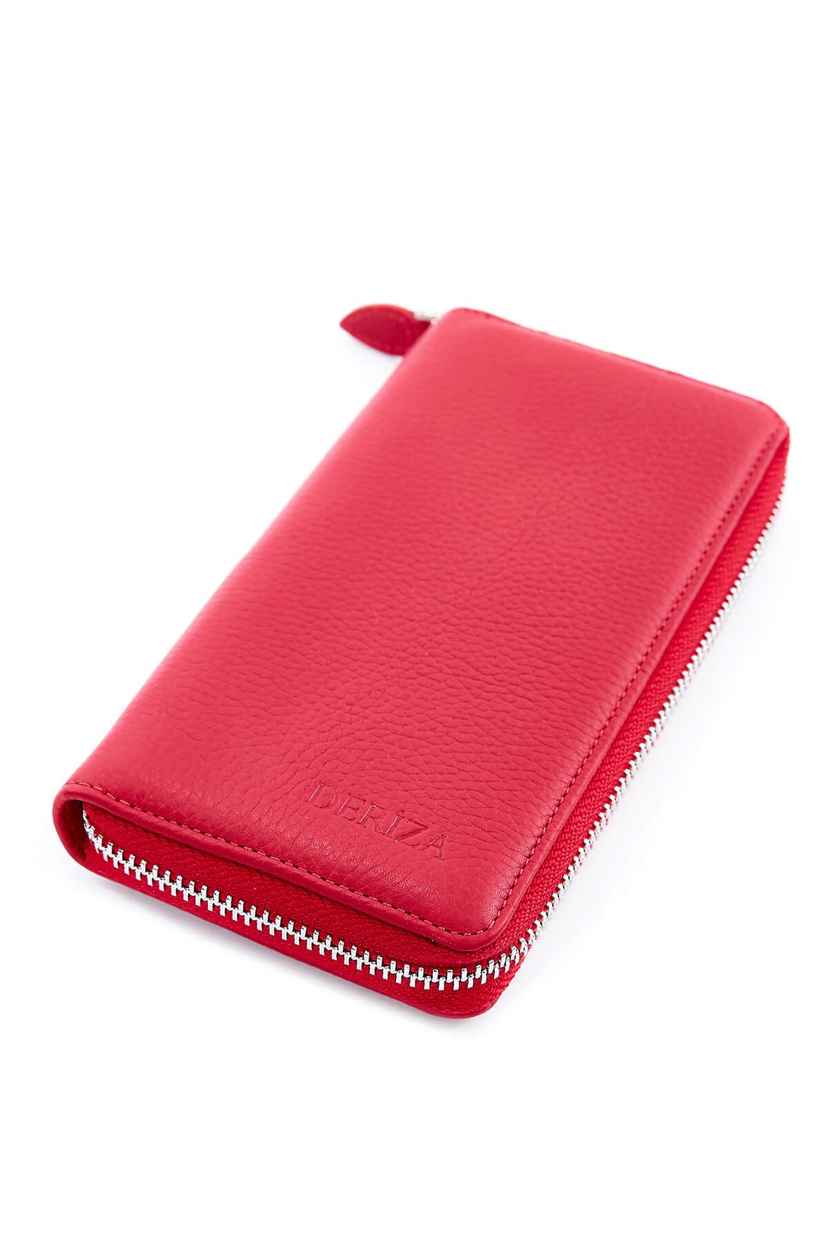 Genuine Leather Wallet With Phone Compartment Red