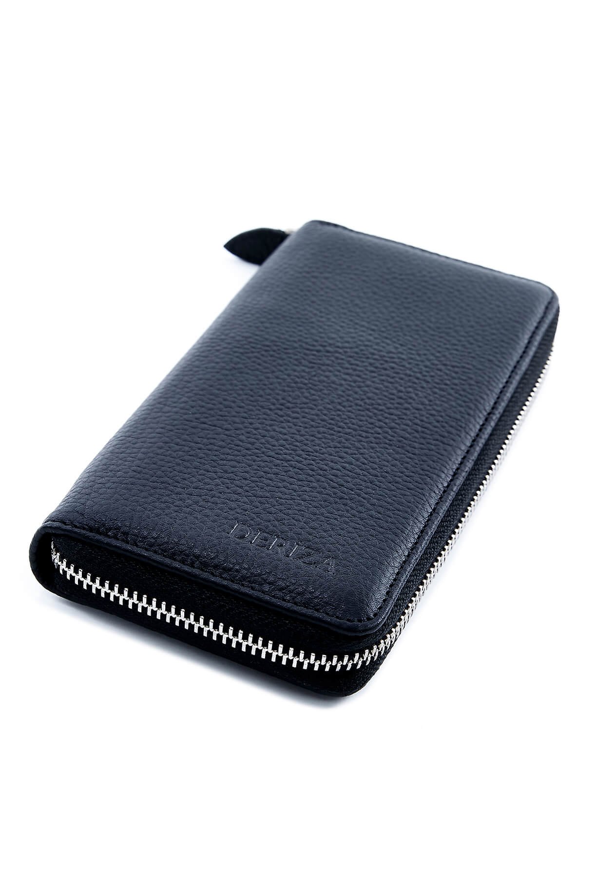 Genuine Leather Wallet with Phone Compartment Black
