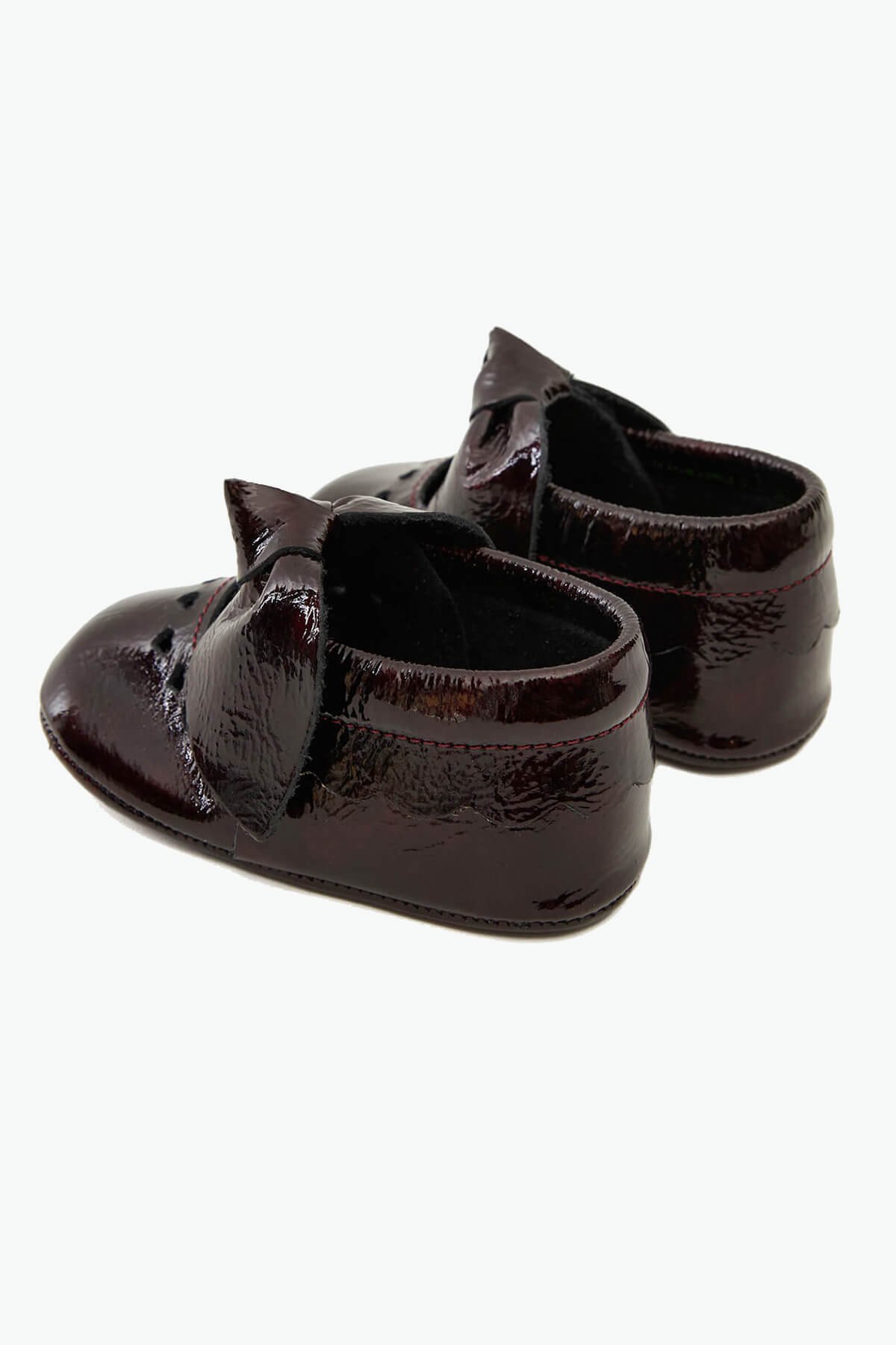 Heart Genuine Leather Baby Shoes Claret Red