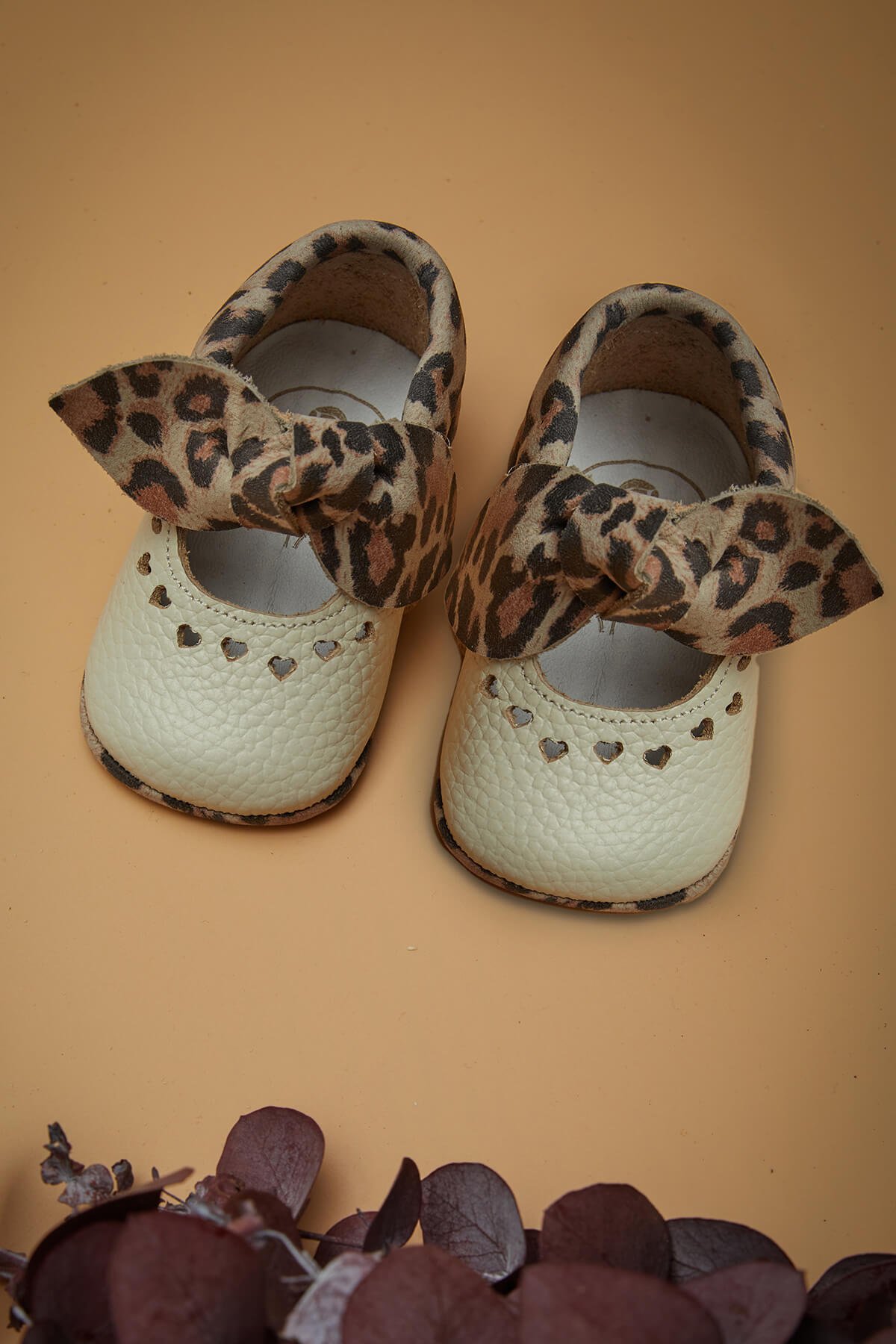 Heart Genuine Leather Baby Shoes Patterned