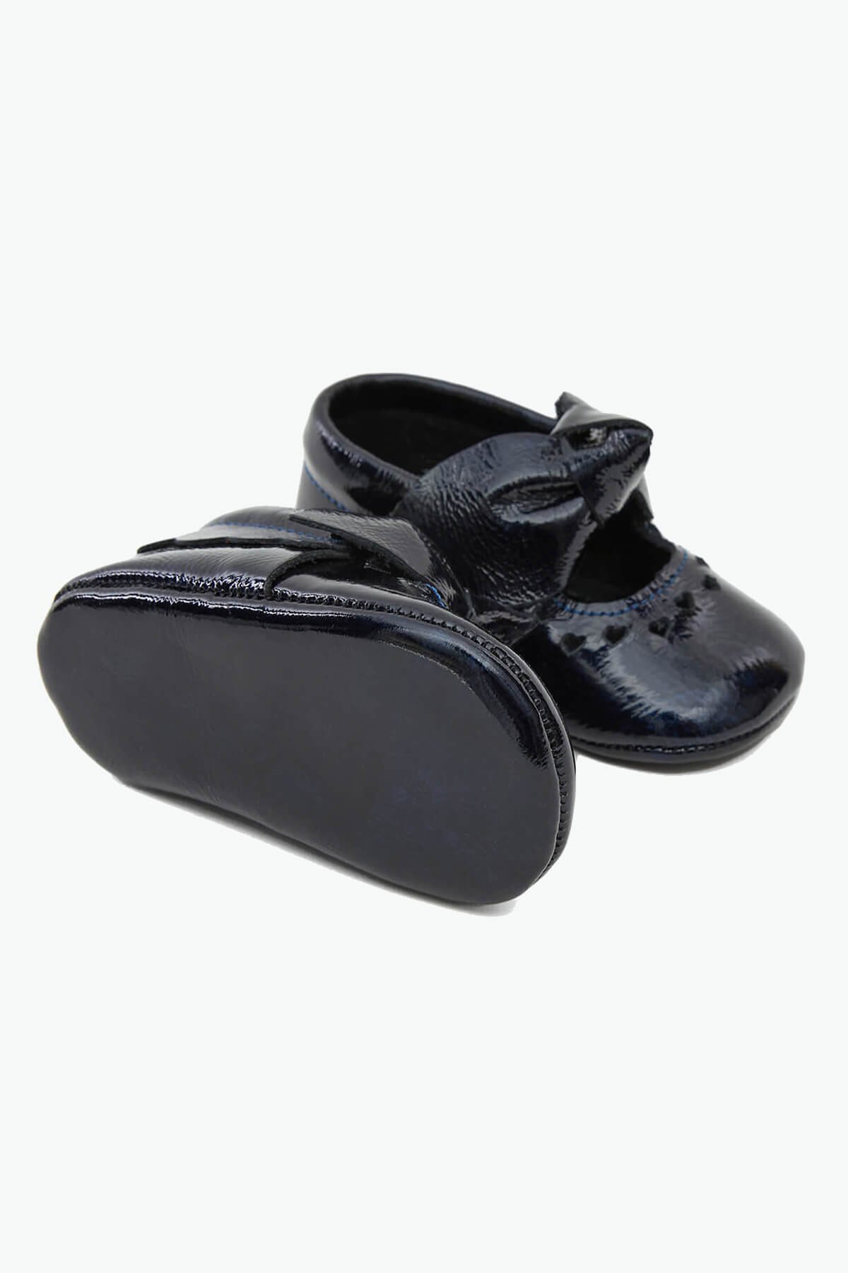 Heart Genuine Leather Baby Shoes Navy Blue
