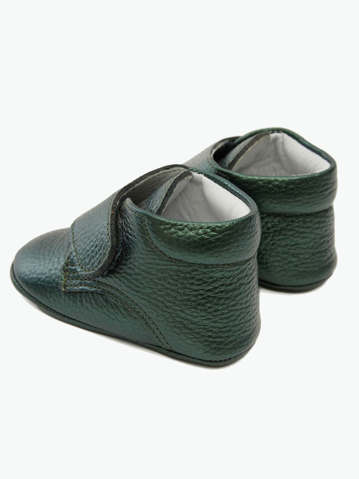 Genuine Leather Velcro Baby Boots Green