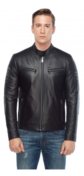 Brando Men's Sport Leather Jacket Black
