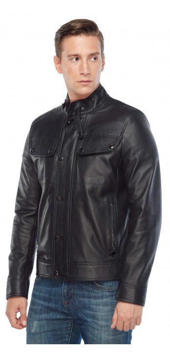 Addo Men's Genuine Leather Coat Black