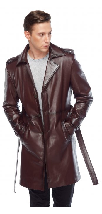 Matrix Genuine Leather Men's Topcoat Claret Red