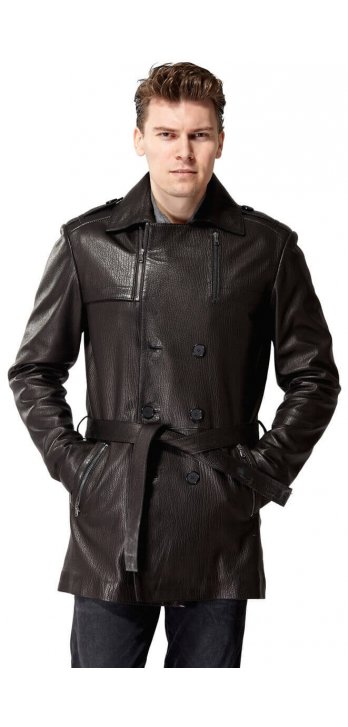 Bonno Men's Leather Coat Brown