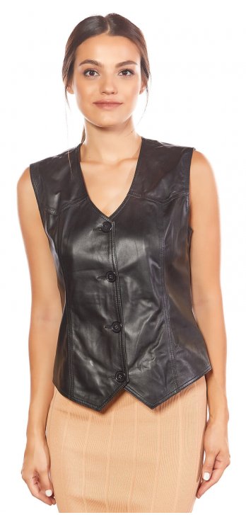 Genuine Leather Women's Leather Vest Black