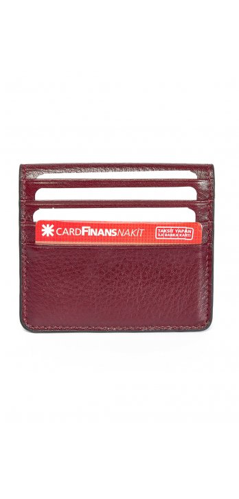 Genuine Leather Card Holder Wallet Claret Red