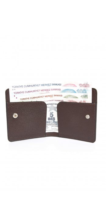 Genuine Leather Card Holder Wallet Brown