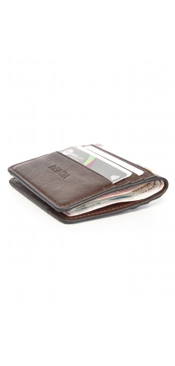 Genuine Leather Card Holder Wallet Brown