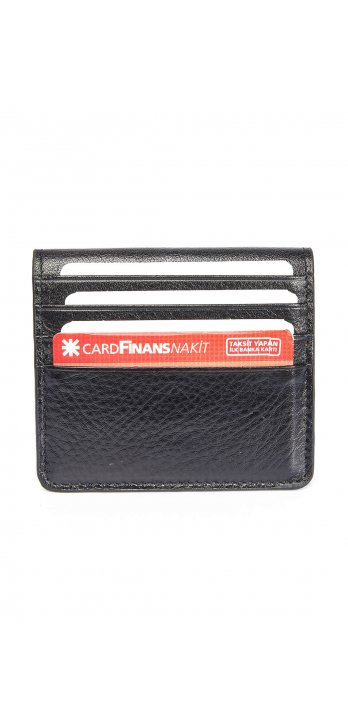 Genuine Leather Card Holder Wallet Black