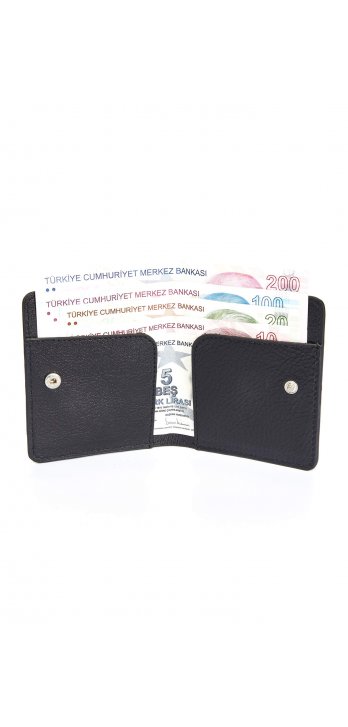Genuine Leather Card Holder Wallet Black