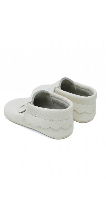 Genuine Leather Elasticated Baby Shoes White