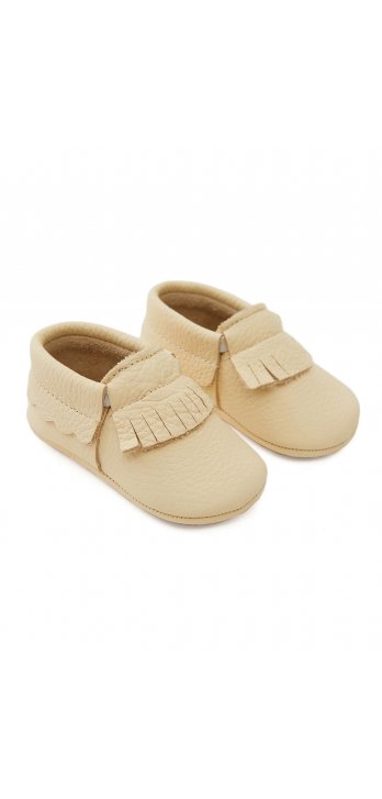 Genuine Leather Elasticated Baby Shoes Cream