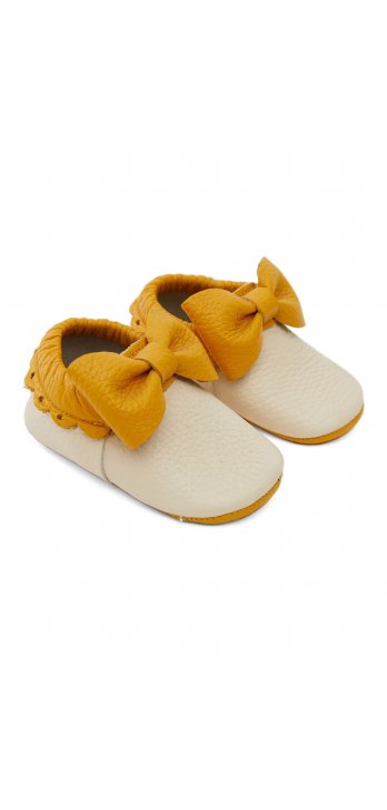 Genuine Leather Elastic Baby Shoes Mustard