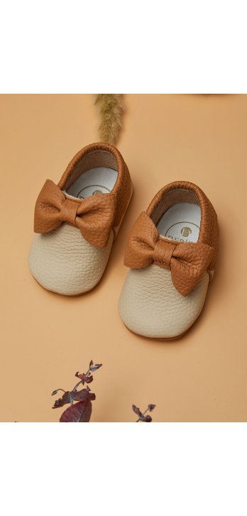 Genuine Leather Elasticated Baby Shoes Tan