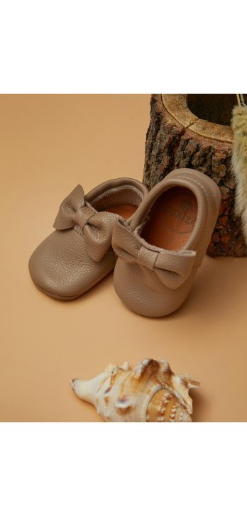 Genuine Leather Elasticated Baby Shoes Mink