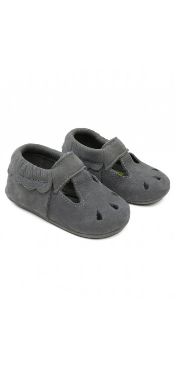 Gray Genuine Leather Baby Shoes