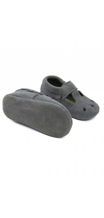 Gray Genuine Leather Baby Shoes