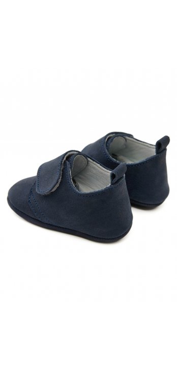 Velcro Genuine Leather Baby Shoes Navy Blue