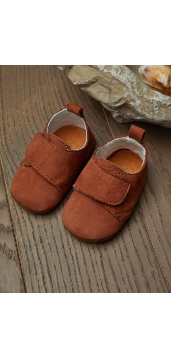 Velcro Genuine Leather Baby Shoes Tan