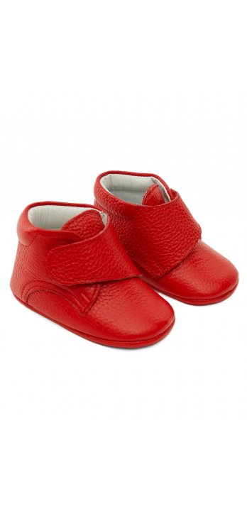 Genuine Leather Velcro Baby Boots Red