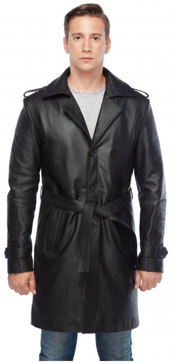 Matrix Genuine Leather Men's Topcoat Black