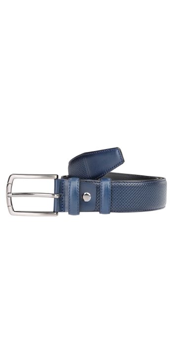 Milano Men's Leather Belt Navy Blue