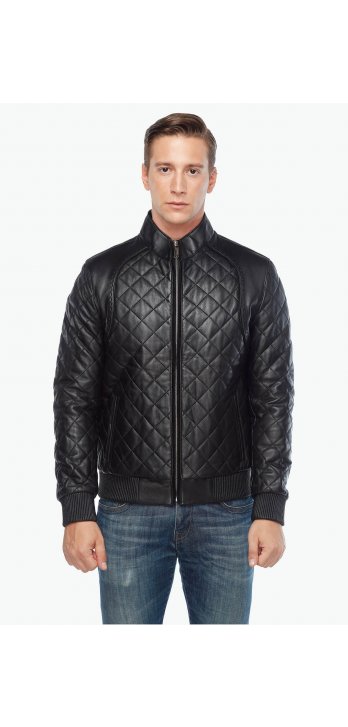 Quilted Leather Jacket Black