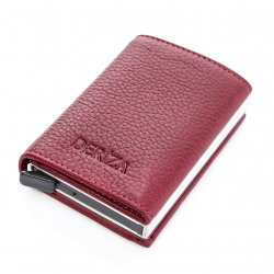 genuine-leather-mechanical-card-holder-wallet-claret-red
