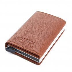 genuine-leather-mechanical-card-holder-wallet-tobacco