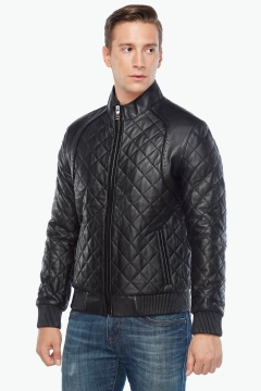 Quilted Leather Jacket Black