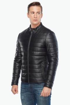 Genuine Leather Inflatable Men's Leather Coat Black