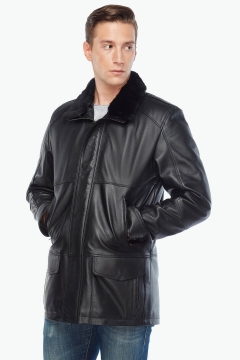 Hurtei Black Men's Leather Coat