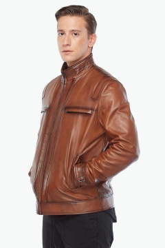 Antonio Men's Genuine Leather Coat Tan